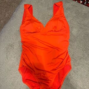 Time and Tru red one piece swimsuit
